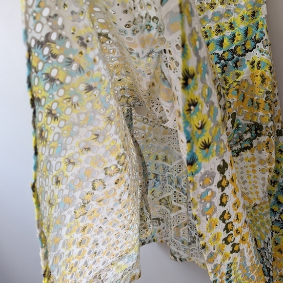 MSGM Eyelet Patchwork Floral Trapeze Mini Dress Sun Dress 70s Mod - Picture 10 of 14